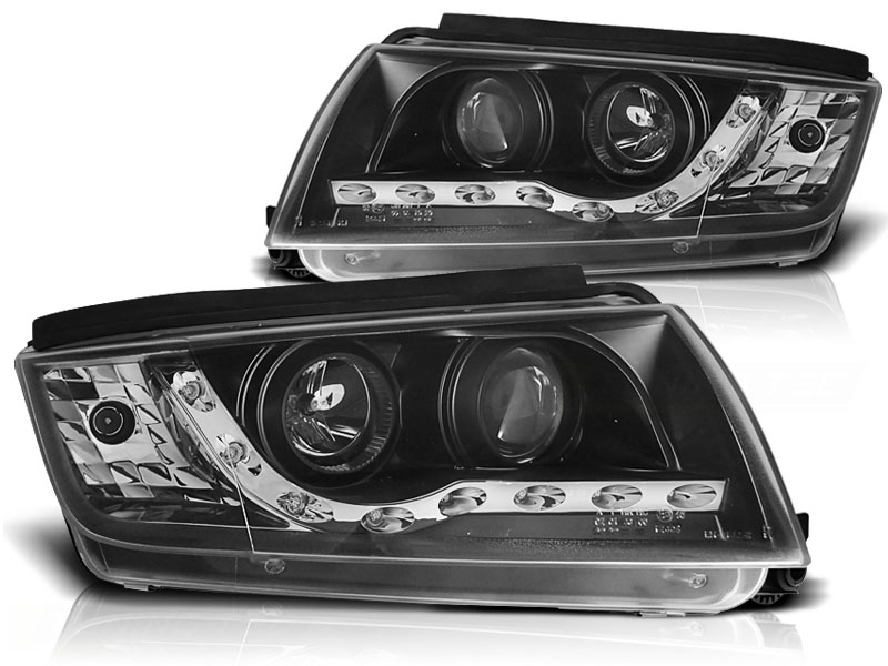 Koplampen Skoda Fabia 00-04 DRL look Devil Eyes zwart