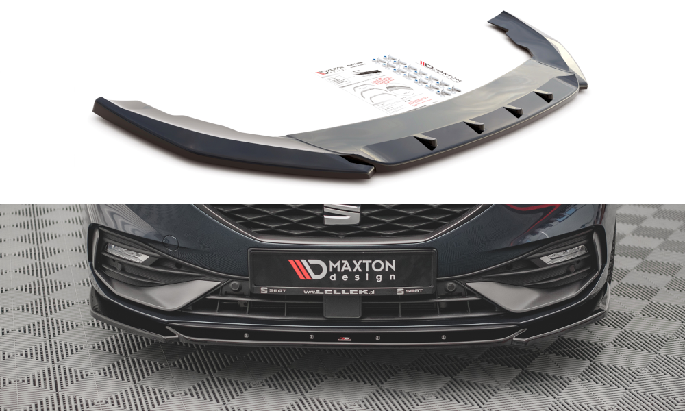 Voorspoiler V.2 Seat Leon FR MK4 Glans Zwart