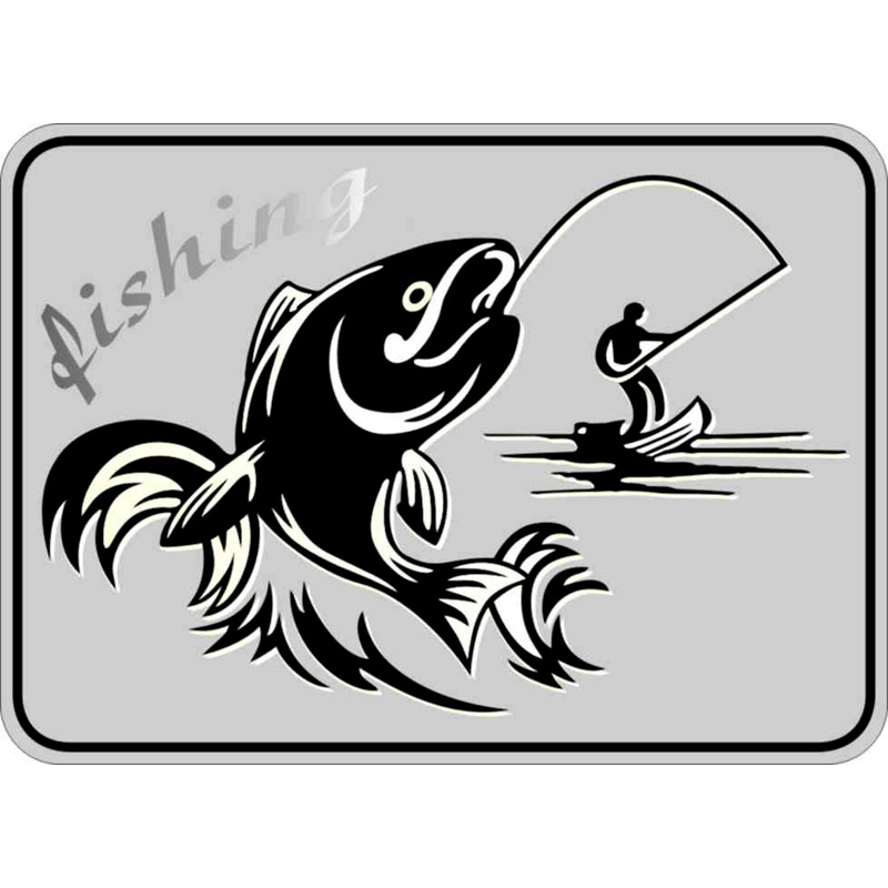 AutoTattoo Sticker Fisherman 3D Chrome - 8,3 x 6 cm