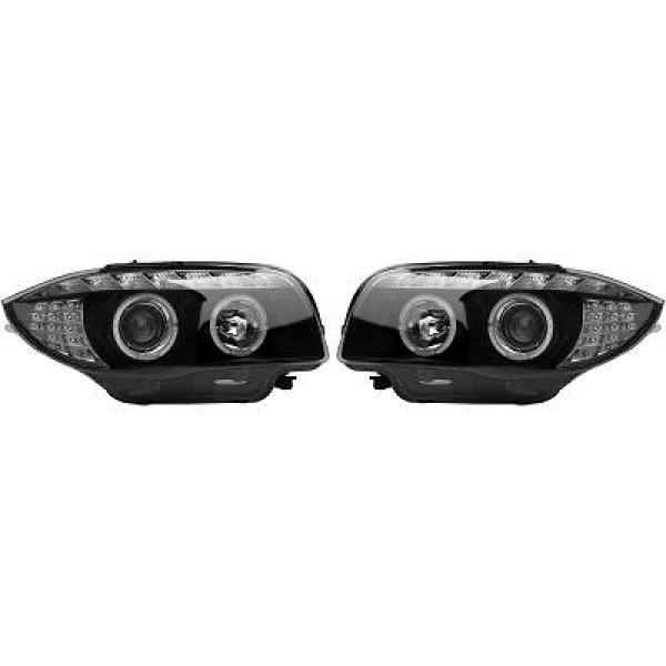 Koplampen BMW E87 04-11 LED Angel Eyes Zwart