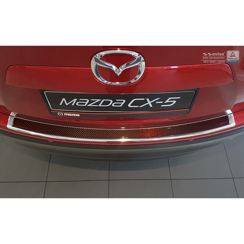 RVS Achterbumperprotector 'Deluxe'  Mazda CX-5 2014- Chroom/Rood-Zwart Carbon