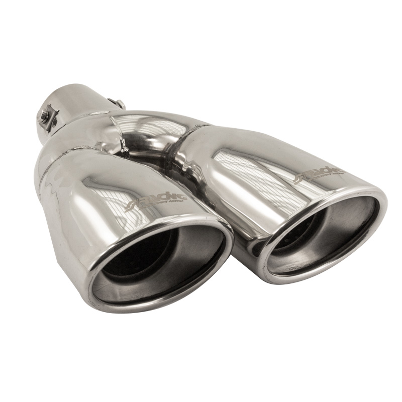 Simoni Racing Uitlaatsierstuk Dubbel Ovaal/Schuin RVS - 167x67xL220mm - Montage 37->57mm - Links