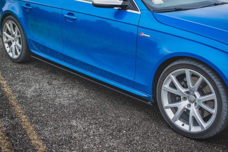 Zijskirts Diffusers Audi S4 / A4 / A4 S-Line B8 / B8 FL Glanzend Zwart