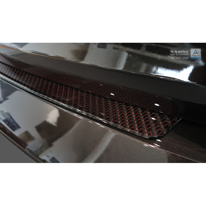 Carbon Achterbumperprotector  BMW 7-Serie G11/G12 2015-2019 excl. M-Pakket - Rood-Zwart Carbon