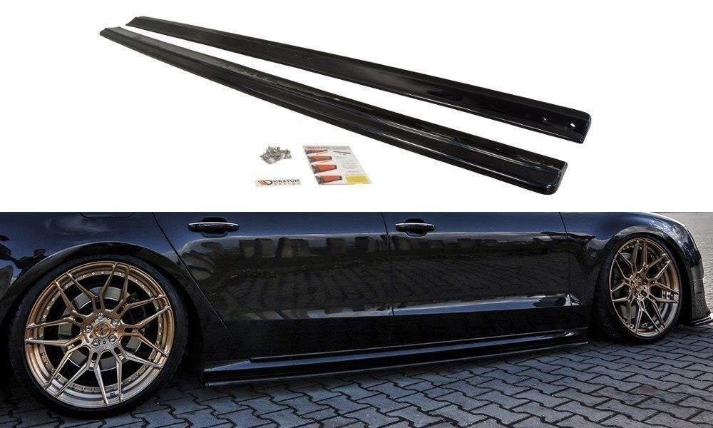 Zijskirts Audi S8 D4 FL Maxton Glans Zwart