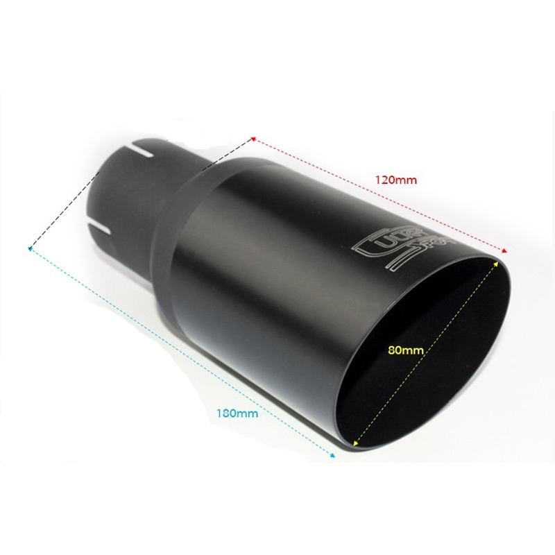 Ulter Sport Uitlaatsierstuk - Rond Ø80mm Schuin - Lengte 180mm - Montage ->55mm - Zwart RVS