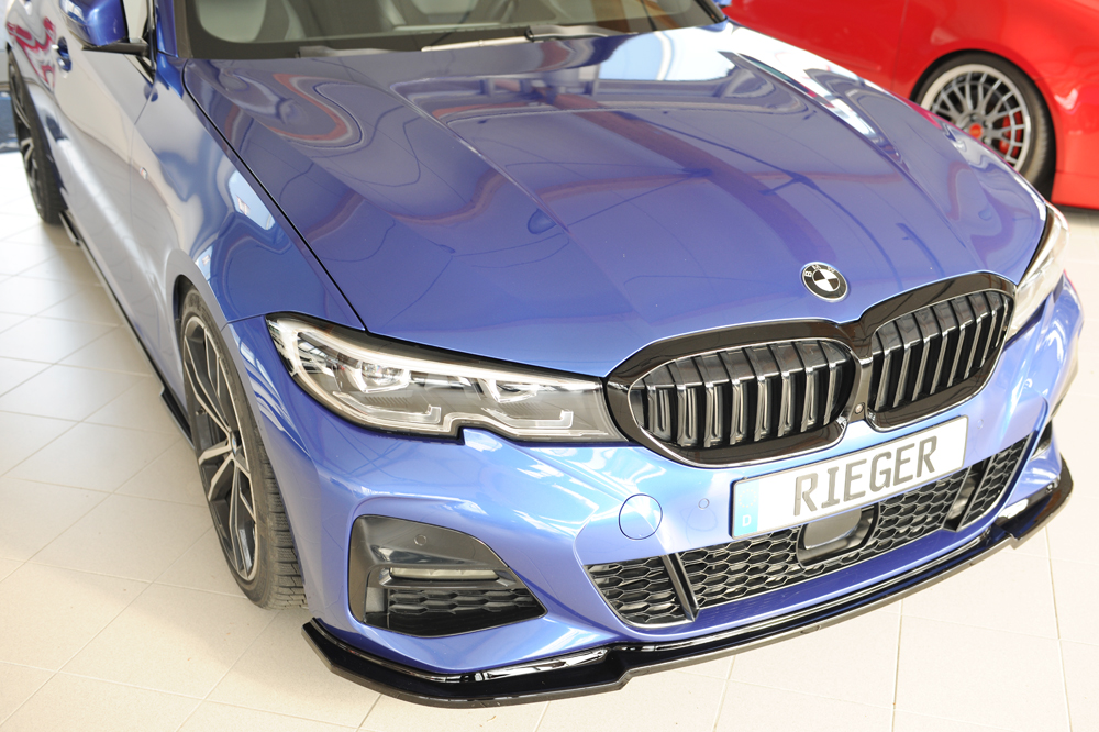 Voorspoiler BMW 3 Serie G20 Rieger Glans Zwart