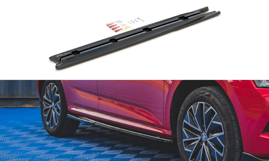 Zijkskirts Skoda Kamiq Maxton Design glans zwart