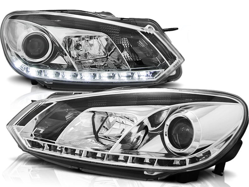 Koplampen VW Golf VI 10/08 Devil eyes DRL look chroom