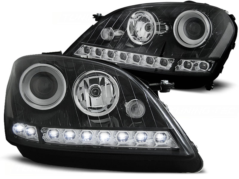 Koplampen Mercedes M-klasse W164 08-11  Devil eyes zwart