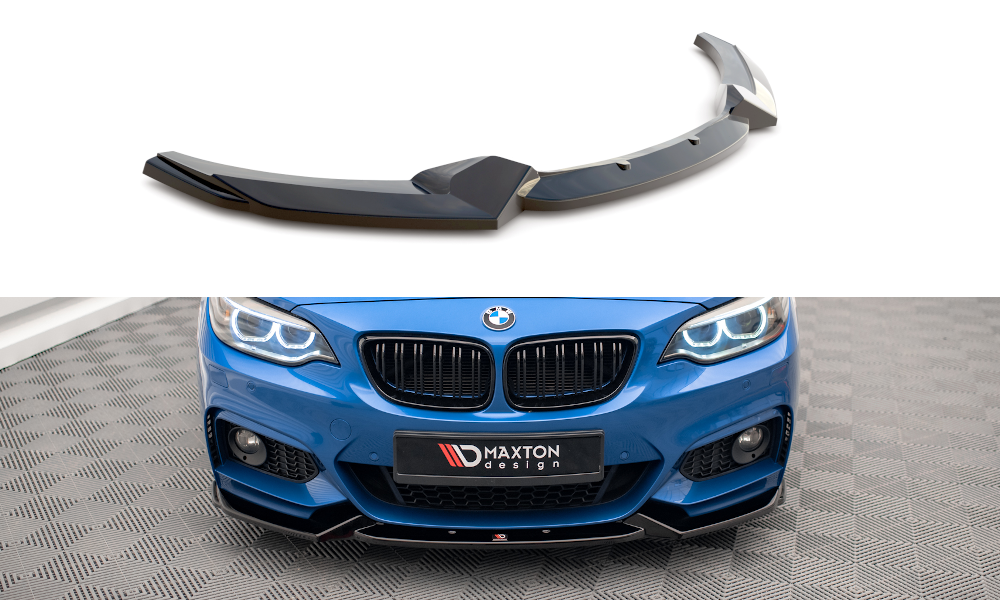 Voorspoiler V.2 BMW 2 Serie M Pakket F22 Maxton Glans Zwart