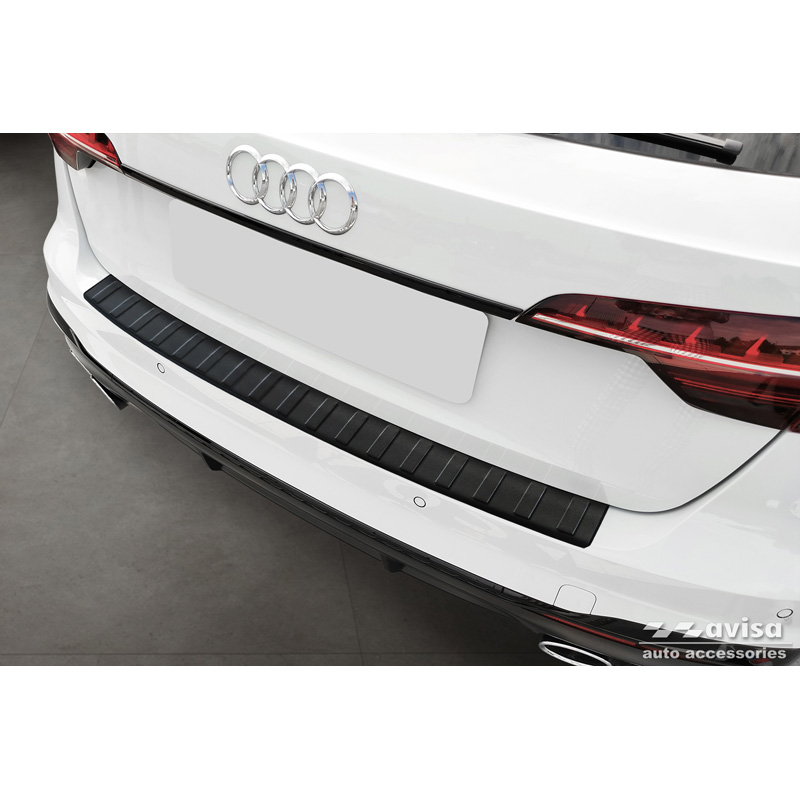 Matzwart RVS Achterbumperprotector  Audi A4 Avant S-Line 2015-2019 & Facelift 2019- 'Ribs'