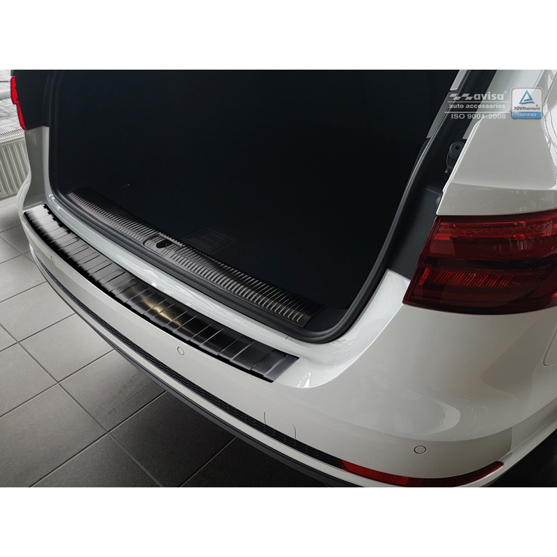 Zwart RVS Achterbumperprotector  Audi A4 B9 Avant 2015-2019 & Facelift 2019- 'Ribs' (incl. S-Line & S4 Avant)