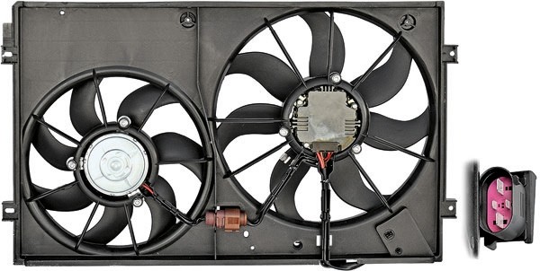 DUBBELE FAN +AC GOLF 04-10 360/290mm AUDI/SEAT/SKODA/VW/+AC