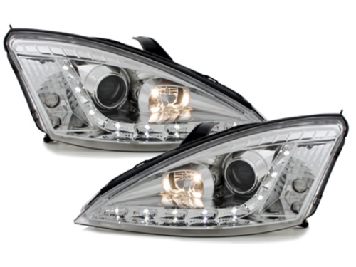 Koplampen Ford Focus 98-01 Devil Eyes DRL look chroom