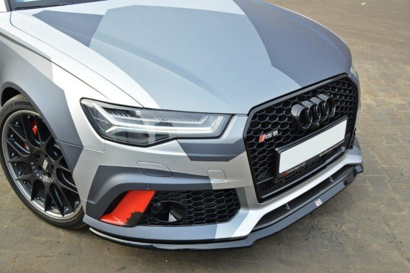 Voorspoiler V.2 Audi RS6 C7 Maxton Glans Zwart