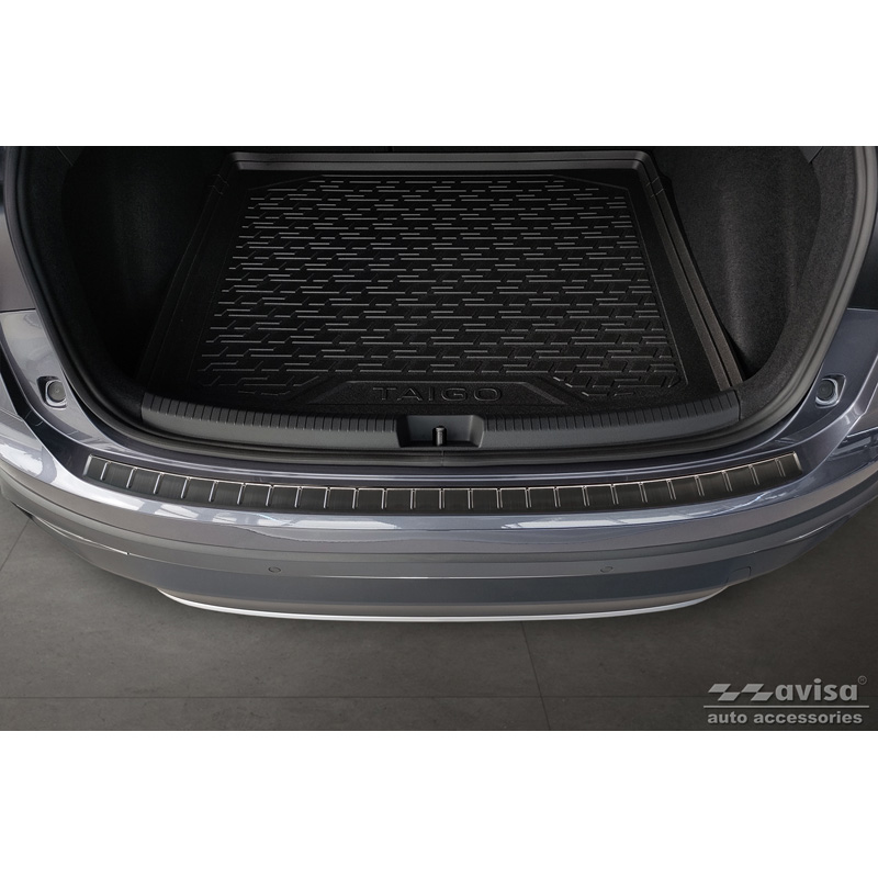 Zwart RVS Achterbumperprotector  Volkswagen Taigo 2021- 'Ribs'