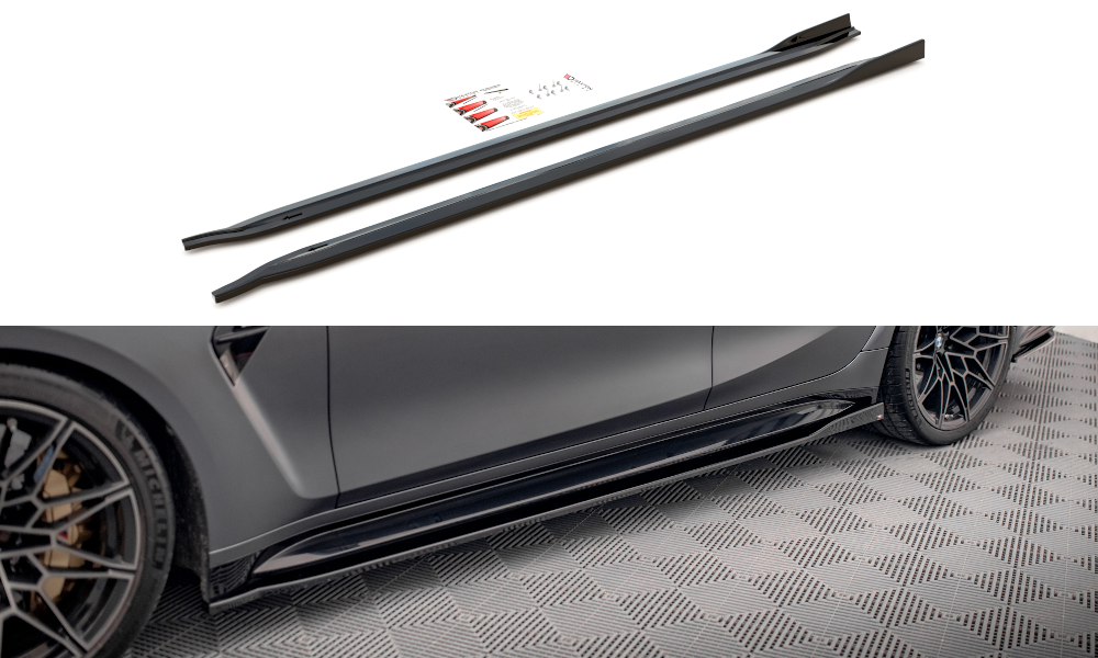 Zijskirts V.2 BMW M3 G80 / G81 Maxton Glans Zwart