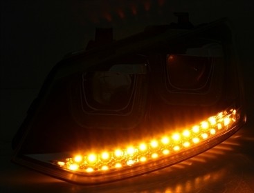Koplampen VW Polo 6R / 6C 09- DRL Zwart Facelift GTI look