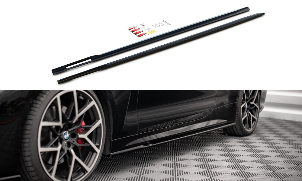 Zijskirts V.1 BMW 4-Serie G22 G23 M-Pakket Maxton Glans Zwart