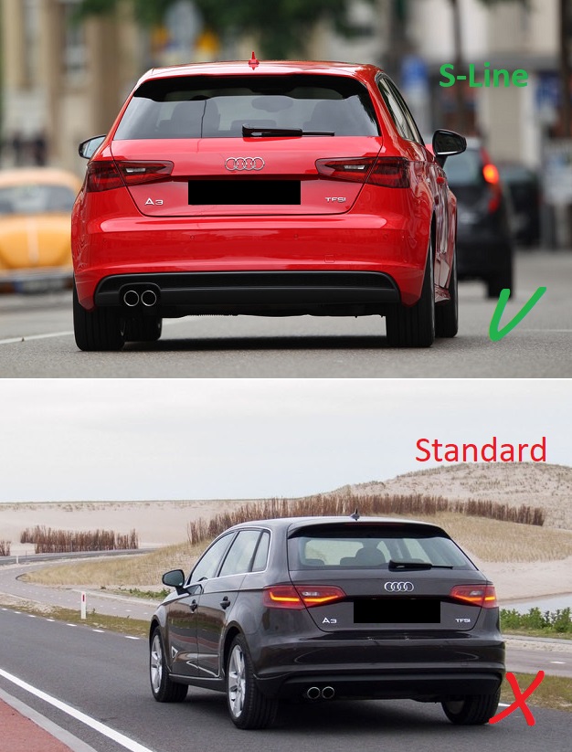 Achter Skirt Audi A3 8V 12-16 S-line Rieger Carbon Look