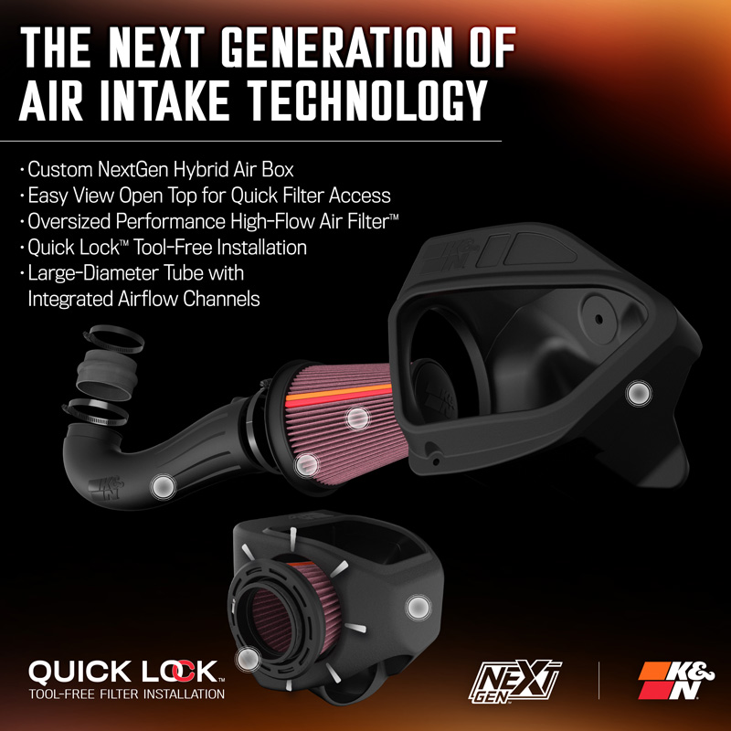 K&N NextGen Cold Air intake  Chrysler 300(C) / Dodge Charger & Challenger 5.7L V8 2011-2023 (50-1542)