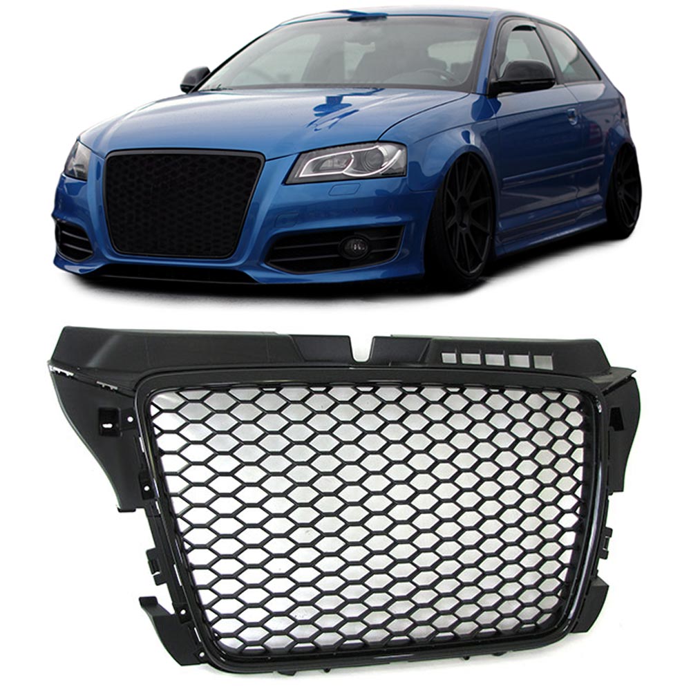 Grill RS Design Piano Black Audi A3 8P (2008-2012) embleemloos