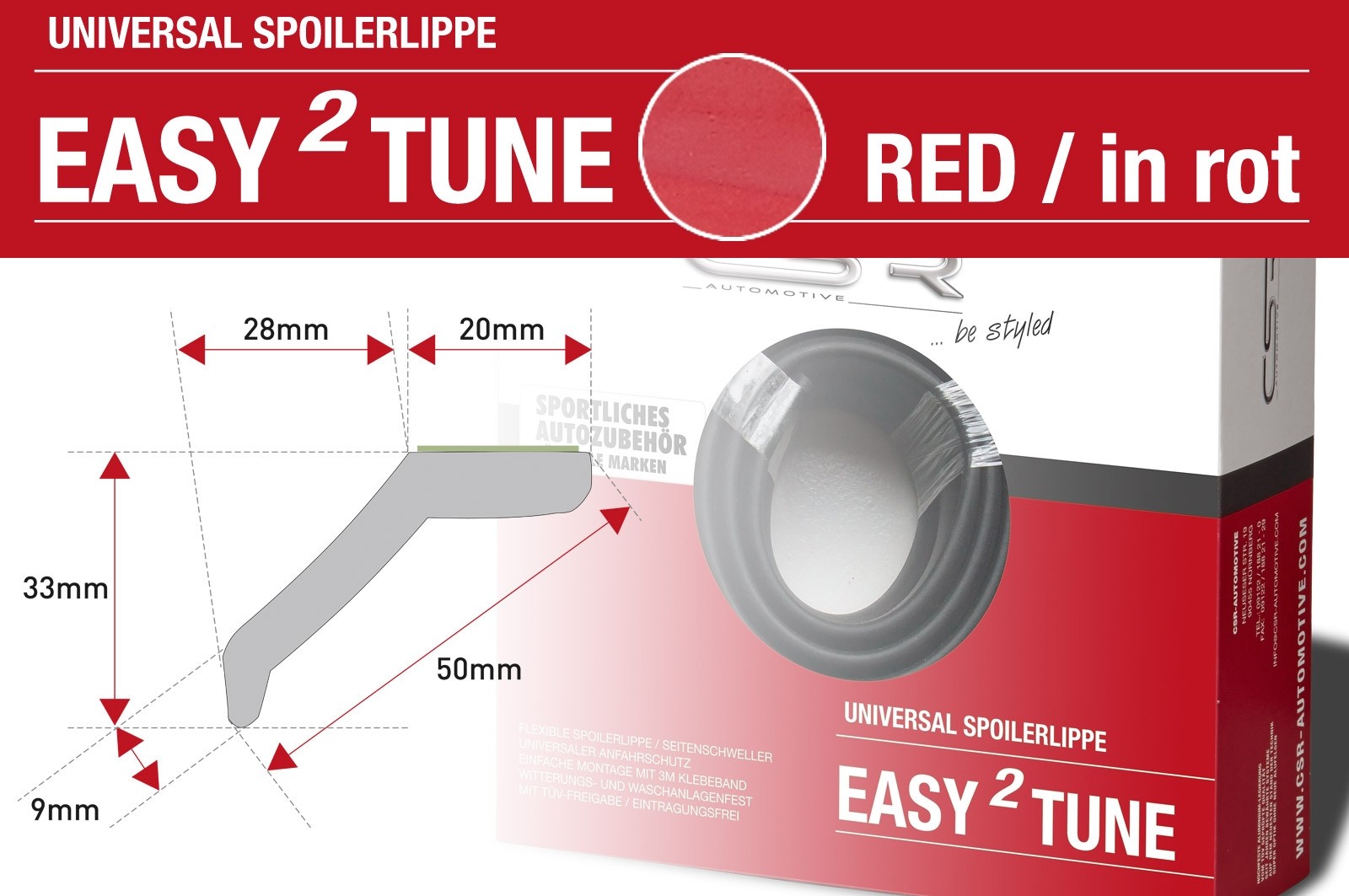 Onder / Spoiler Lip Easy 2 Tune Rood Universeel