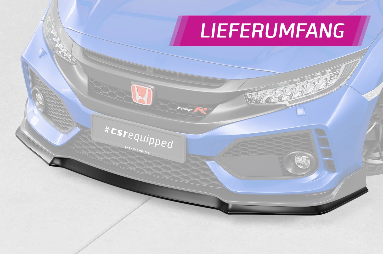 Voorspoiler Honda Civic FK8 Type R glans zwart 2017–