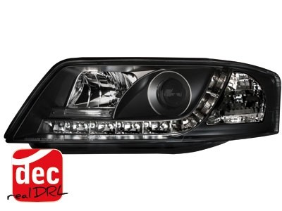 Koplampen Audi A6 4B 97-01 Devil Eyes real DRL LED Zwart