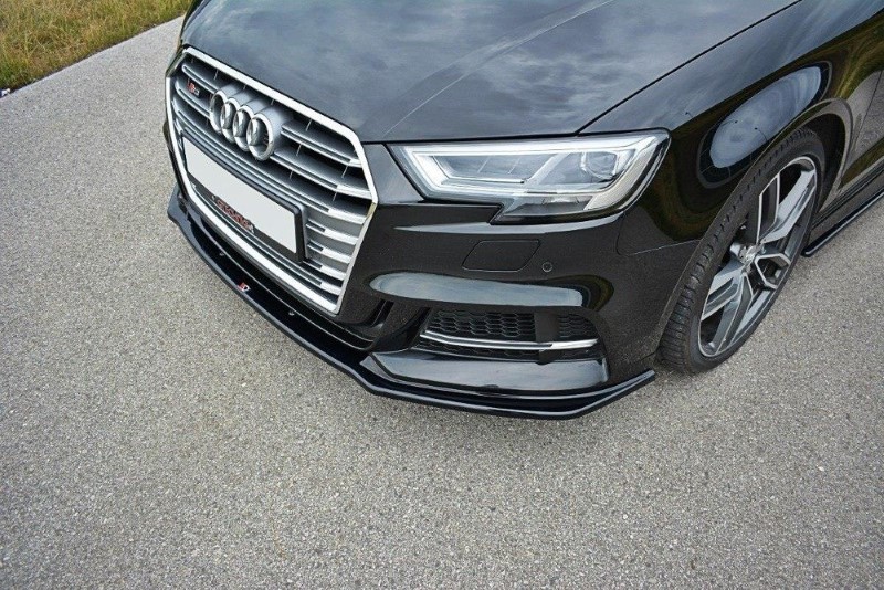 Voorspoiler V.1 Audi S3 / A3 S-Line 8V FL Glanzend zwart