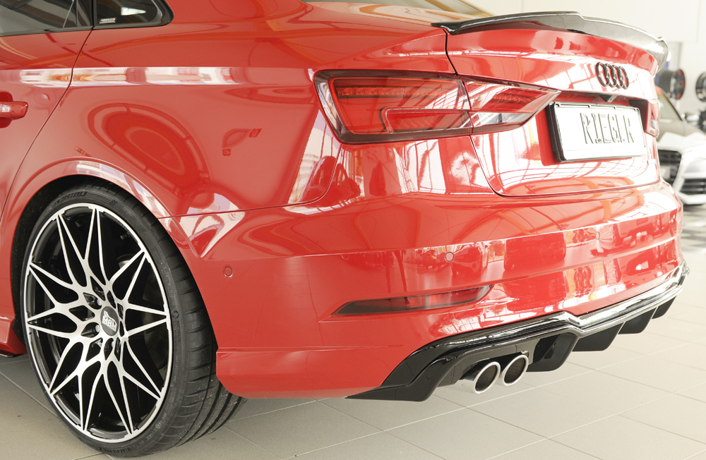 Achter diffusor Rieger Audi A3 8V 16-20 Sedan/Cabrio S-line Glans Zwart