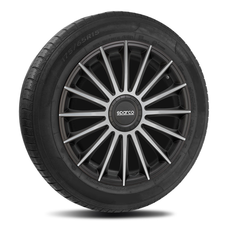 Sparco Wieldoppen Treviso - 16-inch - Zwart/Zilver - Set van 4 stuks