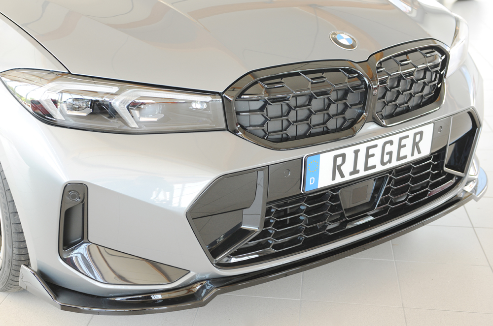 Voorspoiler BMW 3 Serie M Pakket G20 G21 FL Rieger Glans Zwart
