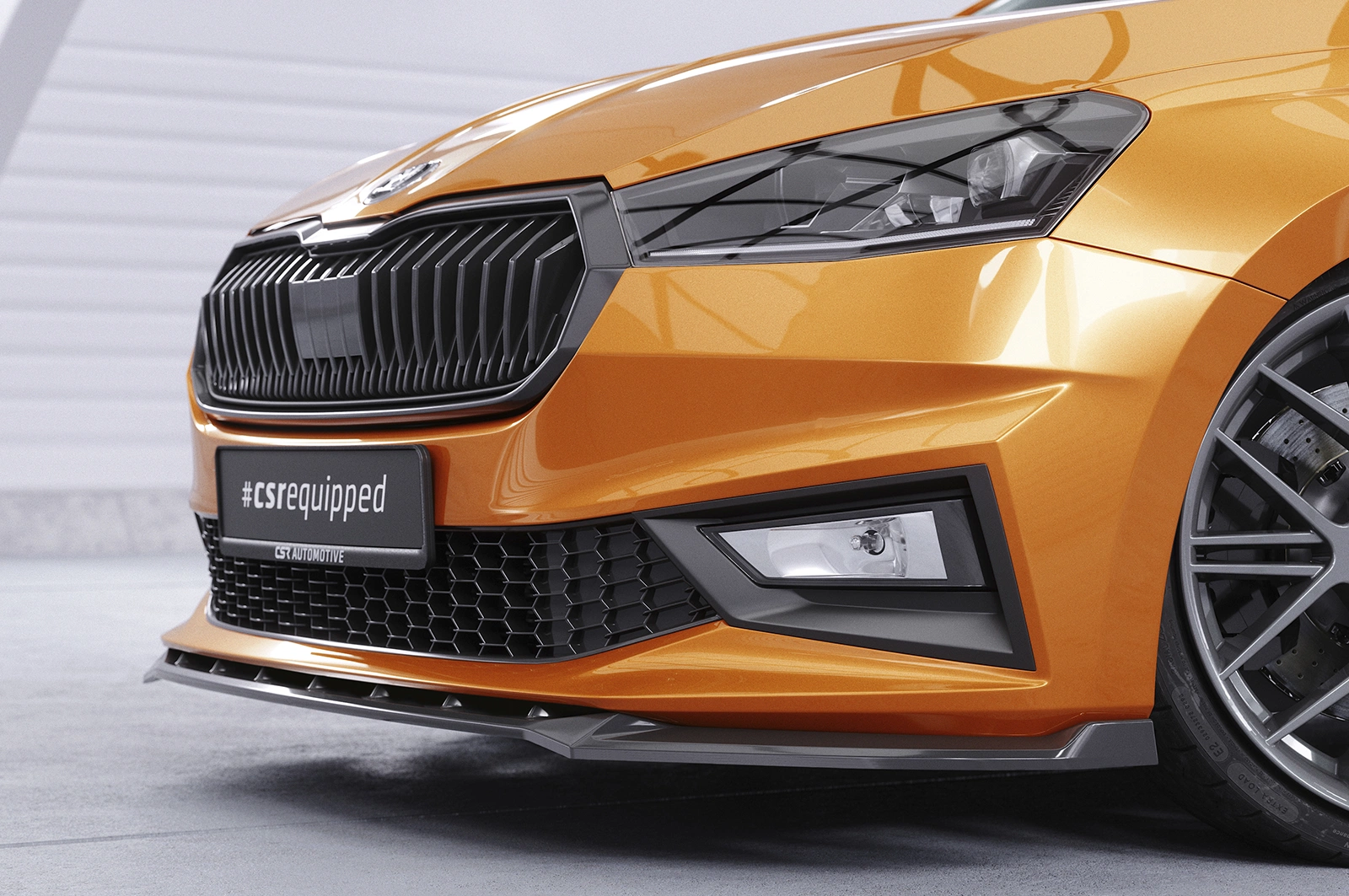 Voorspoiler Skoda Fabia 4 2021- – Glans Zwart