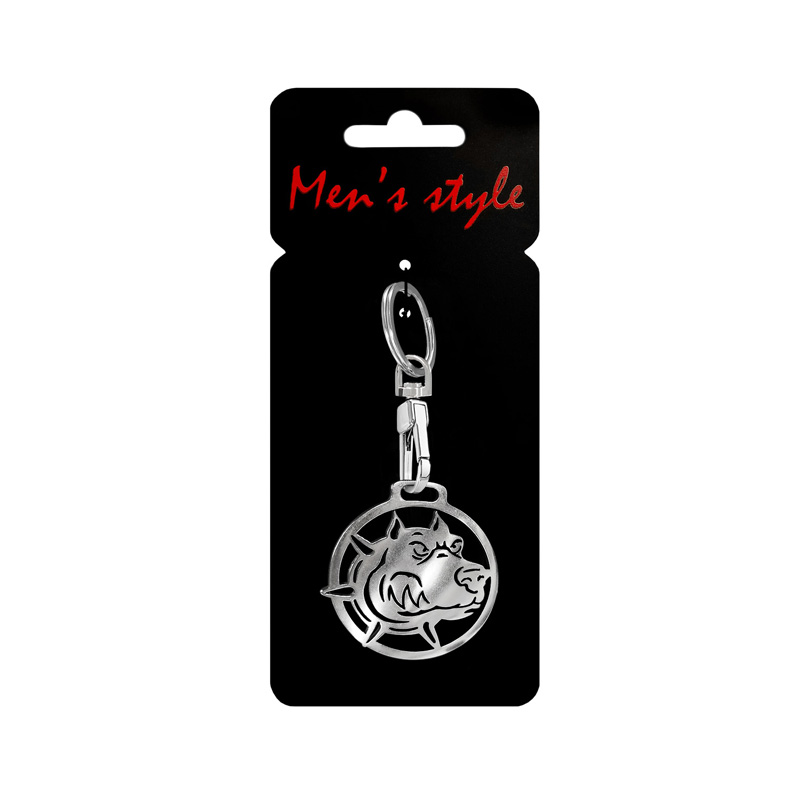 RVS sleutelhanger - 'Pitbull 2' (Zilver)