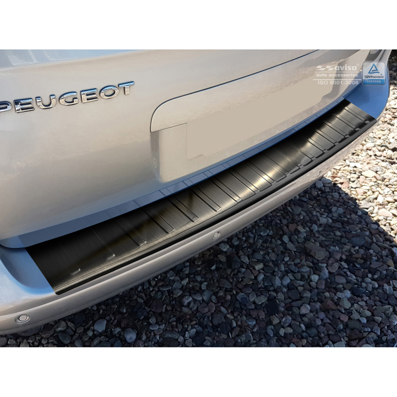 Zwart RVS Achterbumperprotector  Peugeot 5008 2009-2016 'Ribs'