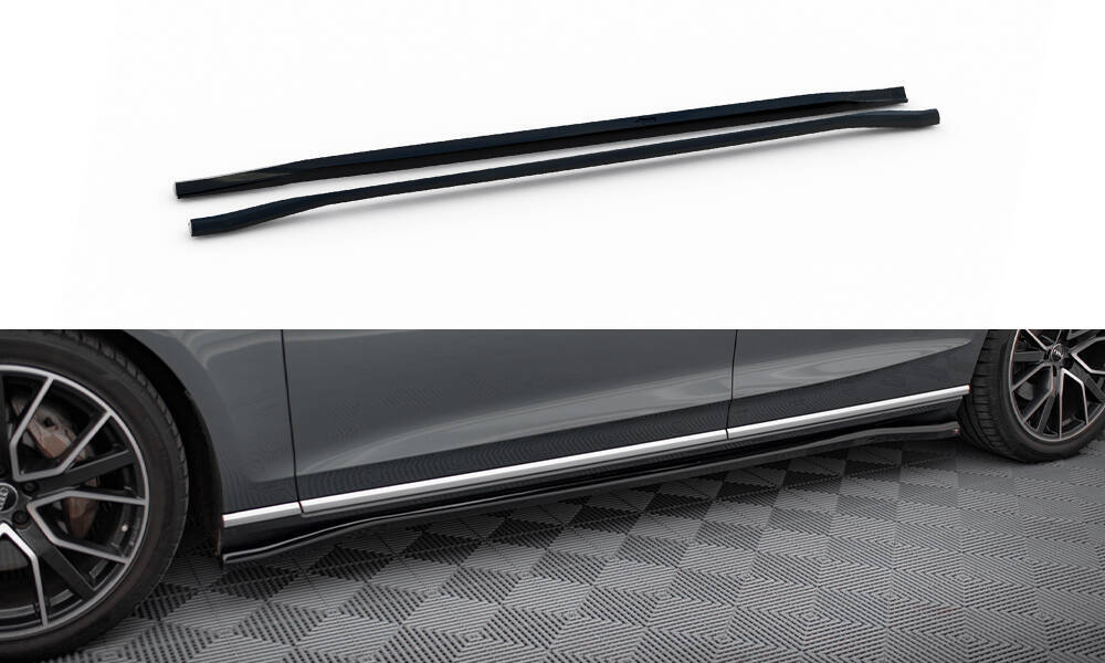 Zijskirts Audi A8 D5 Maxton Glans Zwart