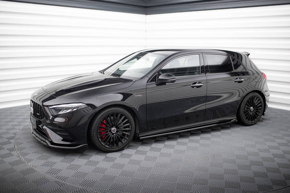 Zijskirts Mercedes A Klasse AMG Pakket / A35 AMG Maxton Glans Zwart