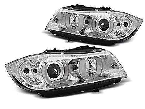 Koplampen BMW E90/E91 05-08 Angel Eyes U-Type 3D Xenon chroom