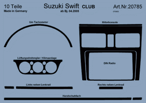 Aluminium interieurset 10-delig Suzuki Swift 4/05-...