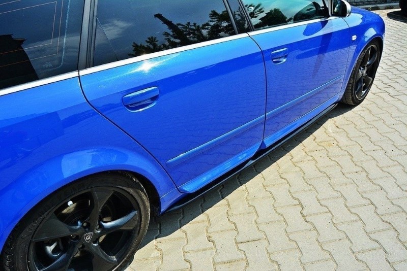 Zijskirts Audi S4 / A4 / A4 S-Line B6 / B7 Glanzend Zwart
