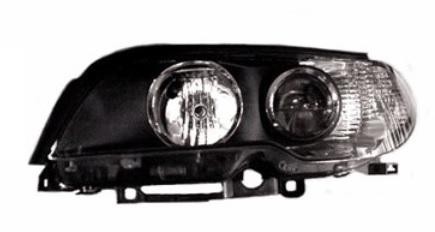 koplamp, H7+H7, zwart huis, witte knipper, links BMW 3 serie E46