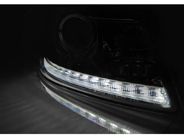 Koplampen Skoda Octavia 09-12 DRL look Devil Eyes zwart