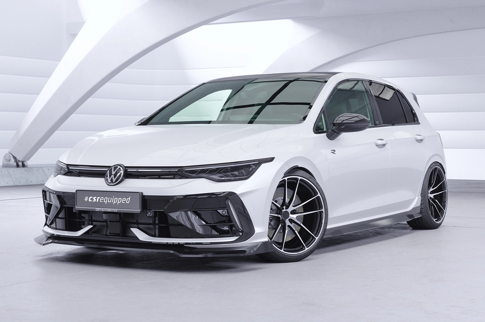 Voorspoiler VW Golf 8 R glans zwart