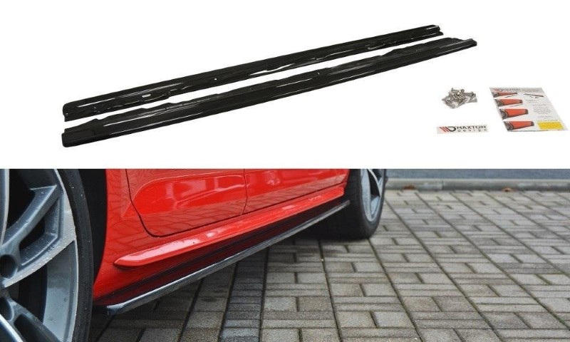 Zijskirts Audi S4 / A4 S-Line B9 Maxton Glanzend Zwart