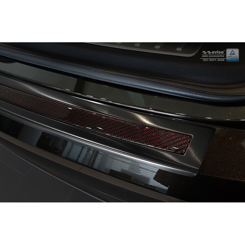 RVS Achterbumperprotector 'Deluxe'  BMW X6 F16 2014-2019 Zwart/Rood-Zwart Carbon excl. M-Pakket