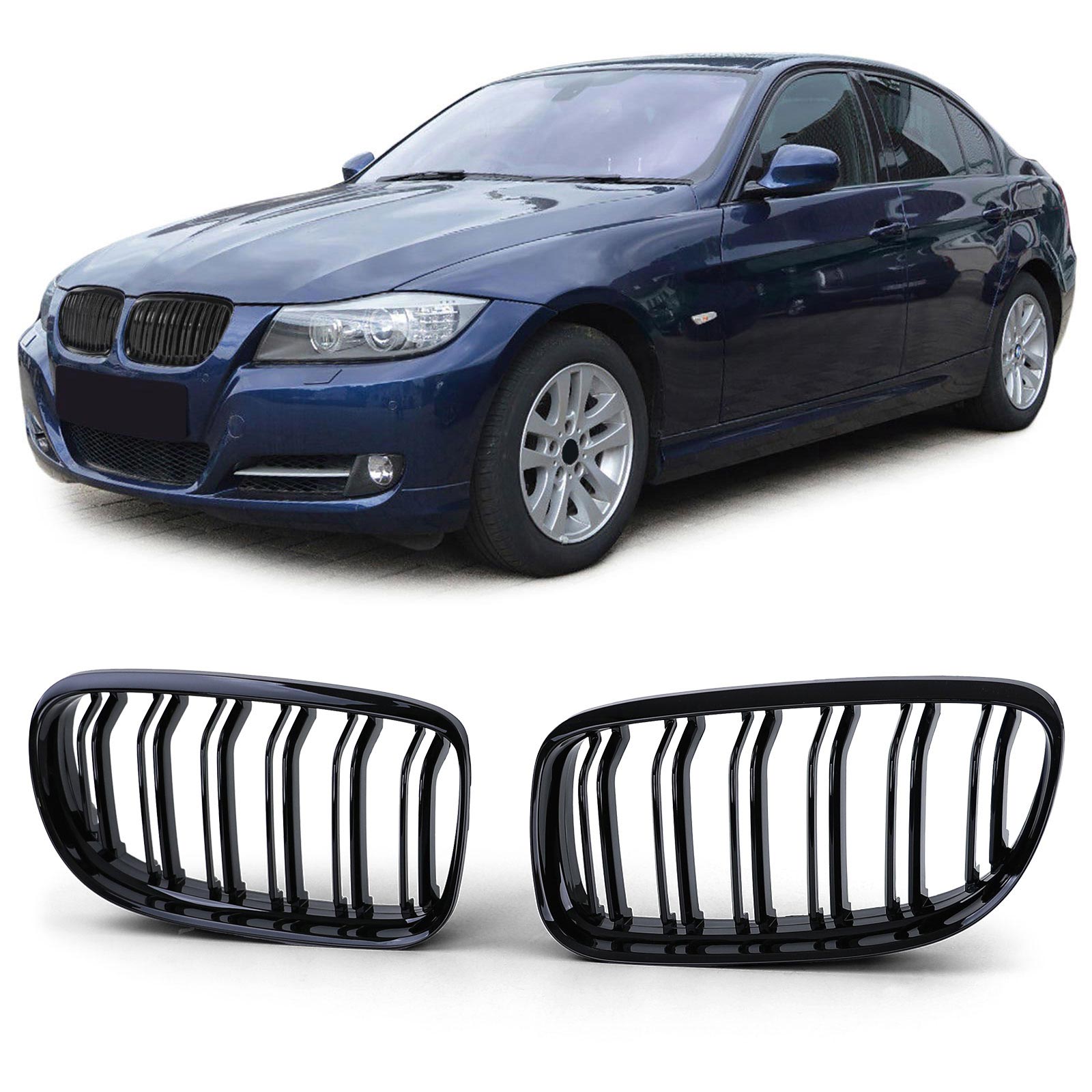 Grill Nieren BMW E90/91 LCI 09-12 Glans Zwart