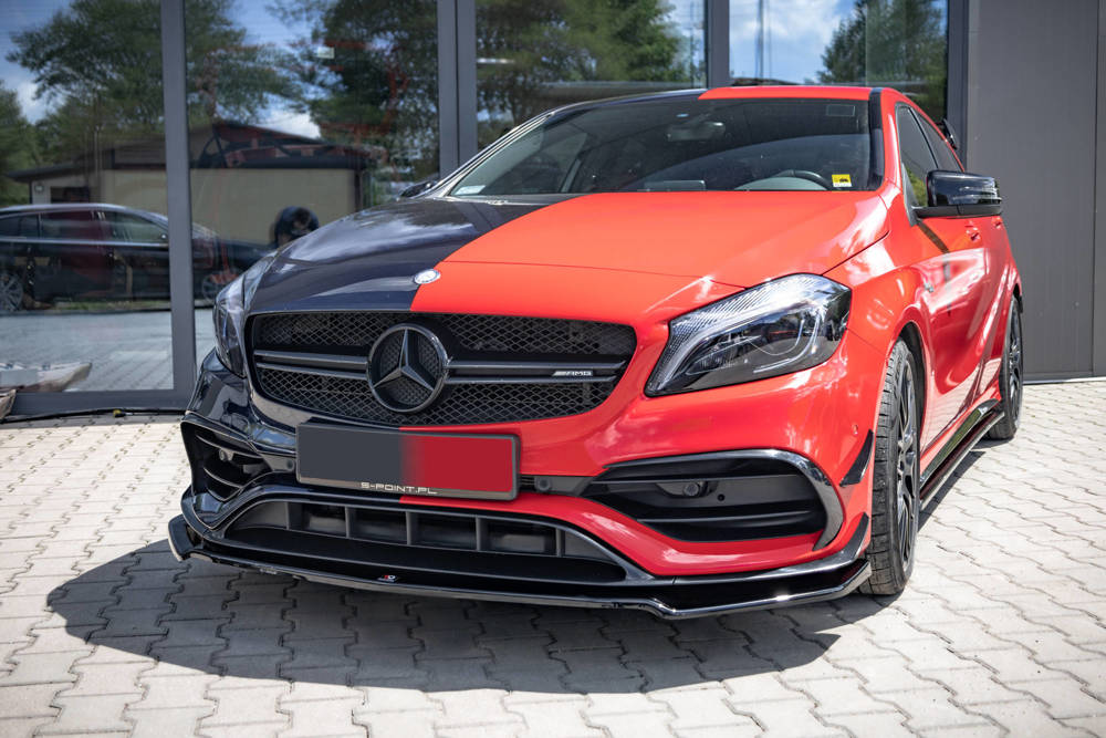 Voorspoiler V.2 Mercedes A45 AMG Aero Pack W176 FL Maxton Glans Zwart