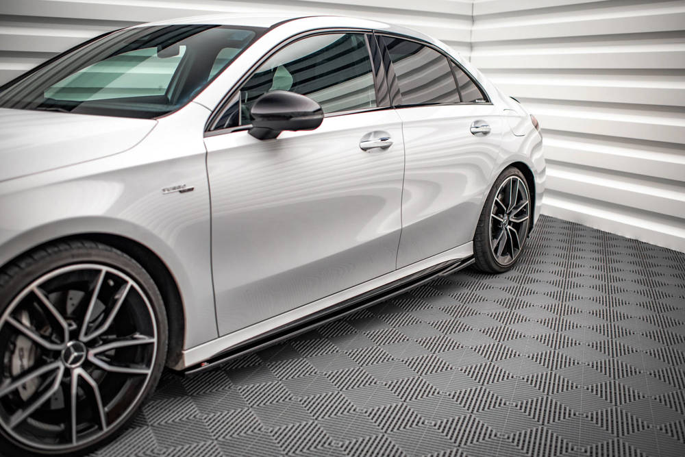 Zijskirts V.2 Mercedes A Klasse W177 A35 AMG/AMG Line Glans Zwart